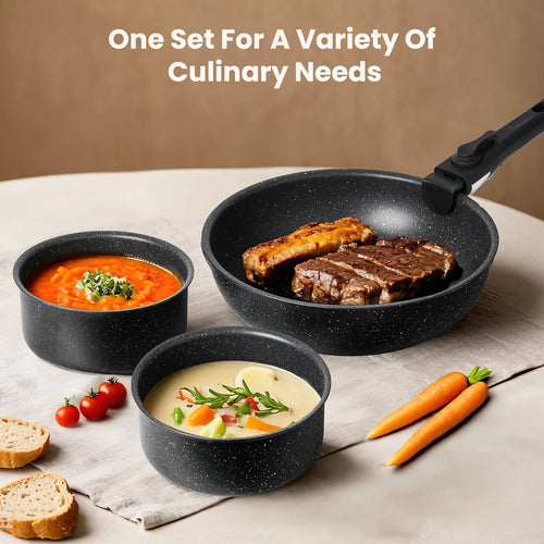 12-Piece Detachable Handle Cookware Set, Multi-Size Kitchen Pots and Pans Collection